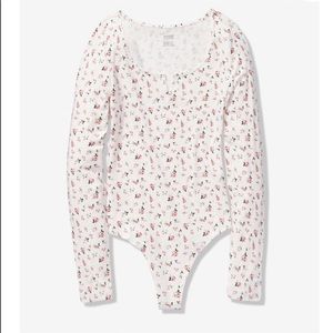 BODYSUIT PINK BY VICTORIA SECRET whit/floral TOP NWT